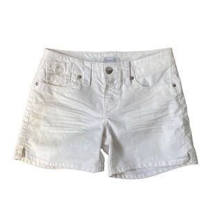 Seven7 White Distressed Denim Shorts Jorts  SZ 6
